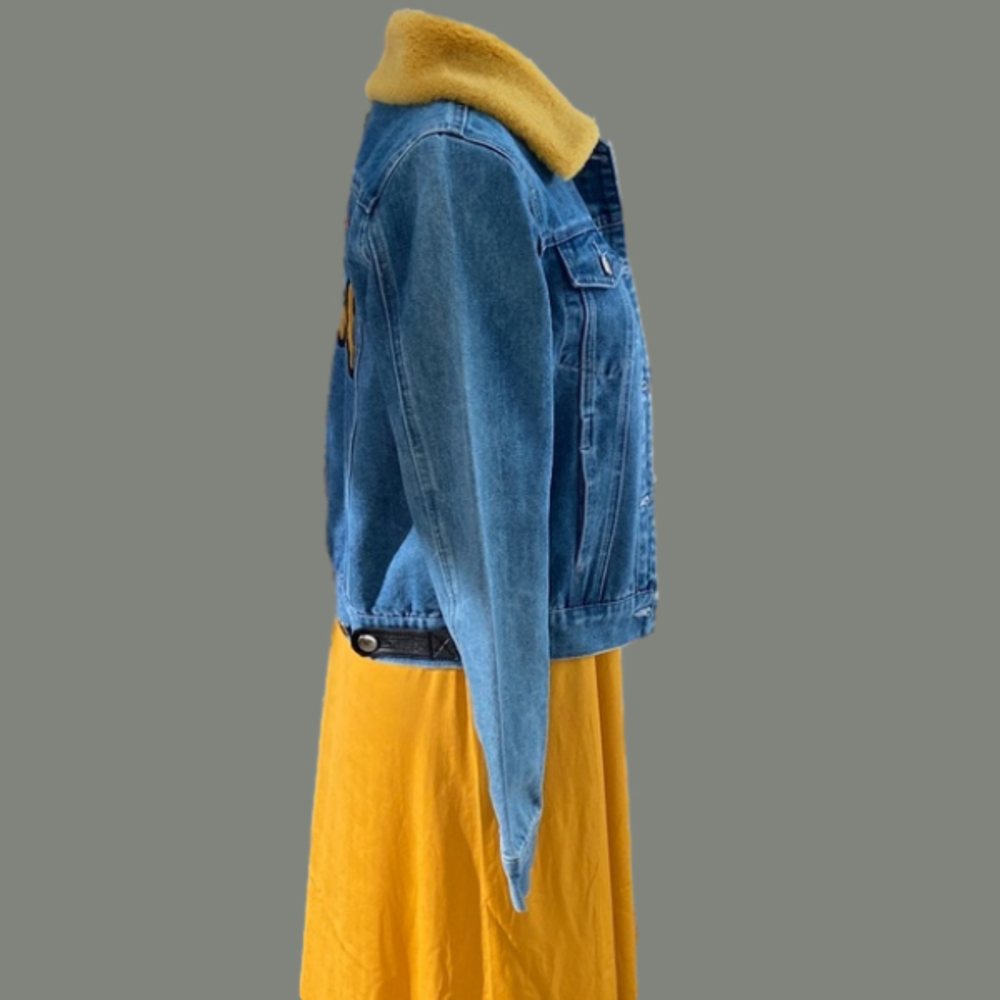 Samantha Sipos BABE Faux Fur Collar Denim Jacket EUC - Picture 7 of 14